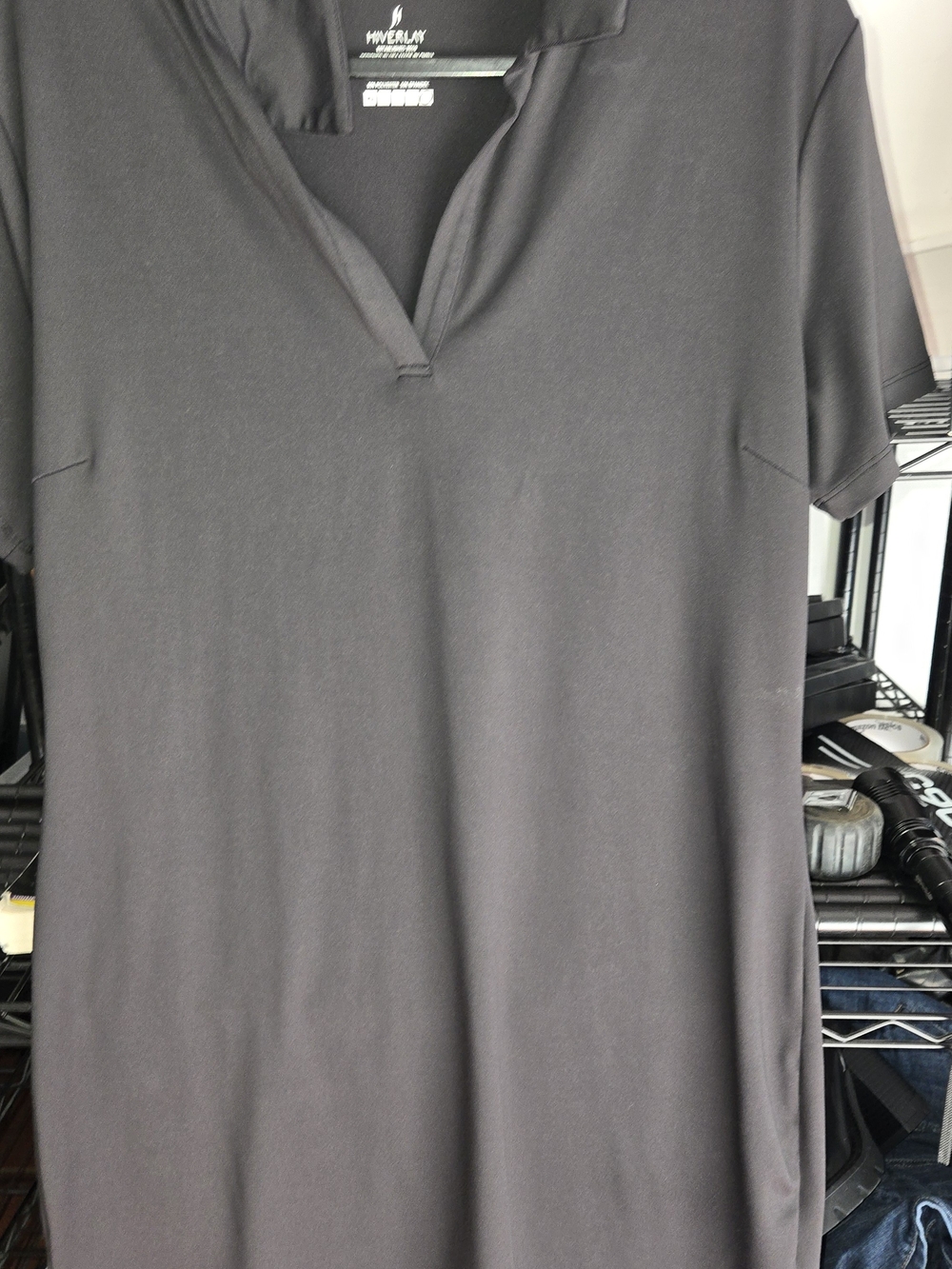 Black V-Neck Women’s Polo Dress,Hiverlay XL Golf